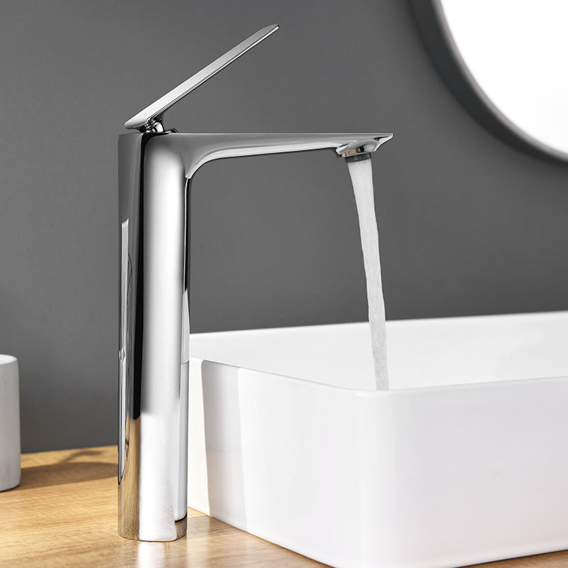 Single-handle brass vessel faucet with single-hole installation