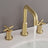 Widespread waterfall faucet with three-hole sink installation