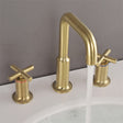 Widespread waterfall faucet with three-hole sink installation