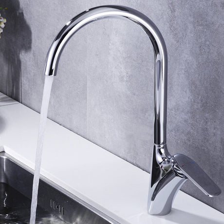 Mixer tap installed on kitchen sink