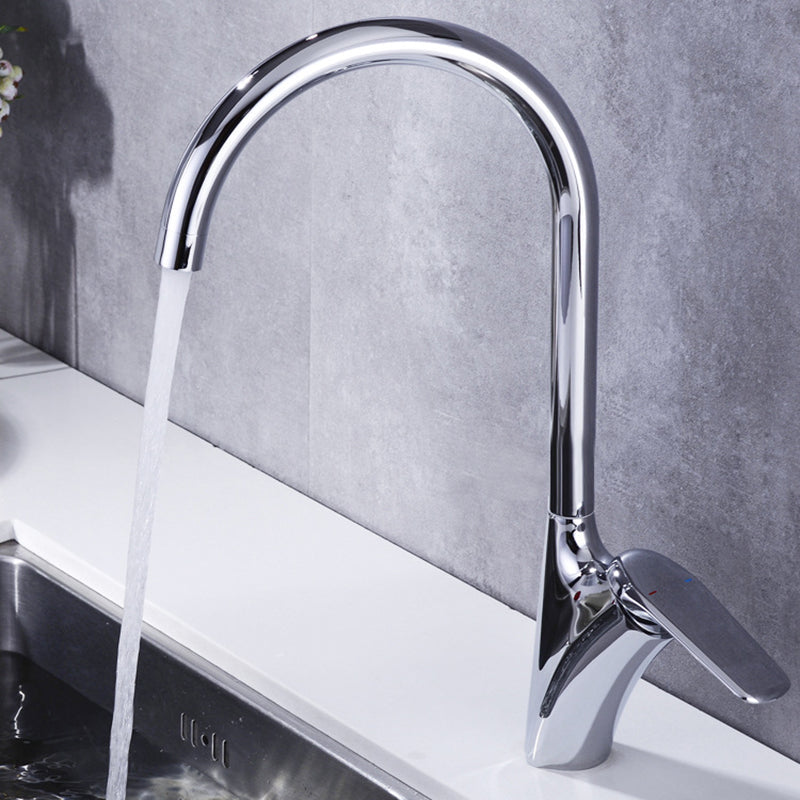 Mixer tap installed on kitchen sink