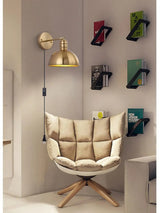 Wall Lamp Adjustable Swing Arm Brass Finish