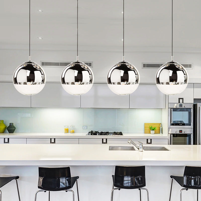 Glass Orb Pendant Light for Kitchen Ceiling