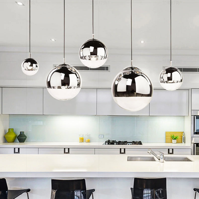 Glass Sphere Pendant Light for Bedroom Decor