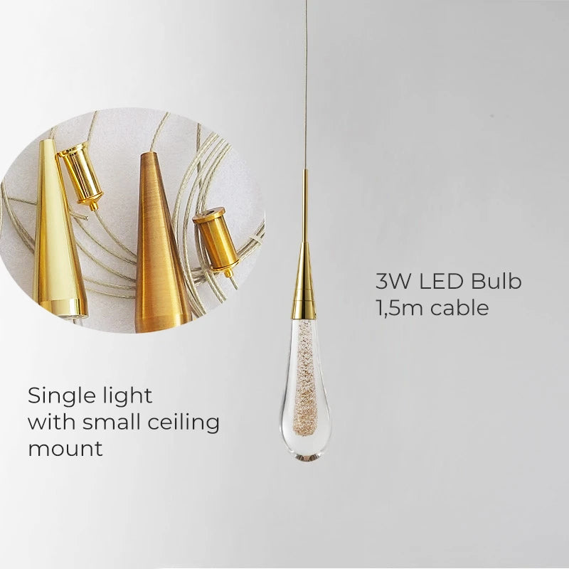 Bronze Finish LED Droplet Pendant Light