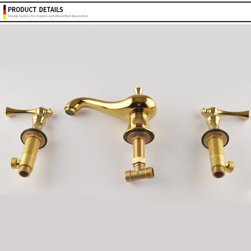 Widespread bathroom faucet - antique brass finish