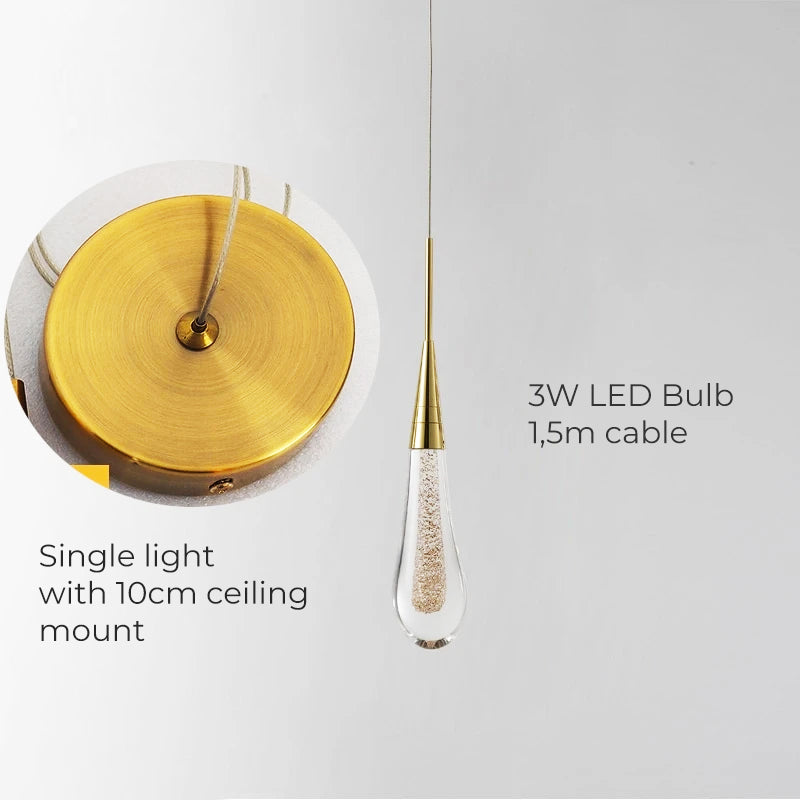 Chrome Finish Droplet Pendant Light Detail