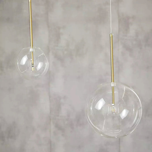sphere glass pendant lamp detail view