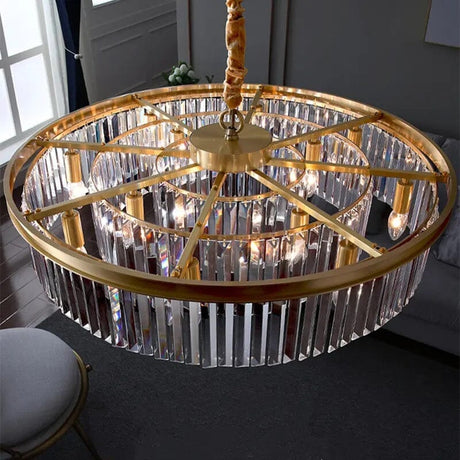 Stainless steel chandelier close-up detail