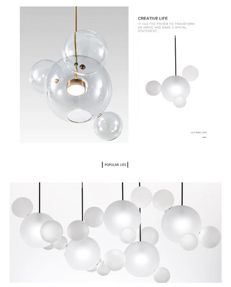 Snowball Glass Chandelier - Clear Orb Finish