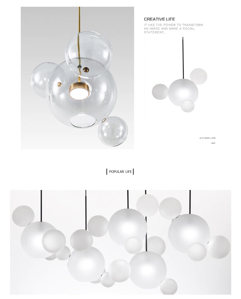 Snowball Glass Chandelier - Clear Orb Finish