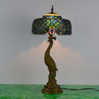 Aurena stained glass mosaic table lamp with colorful dome shade