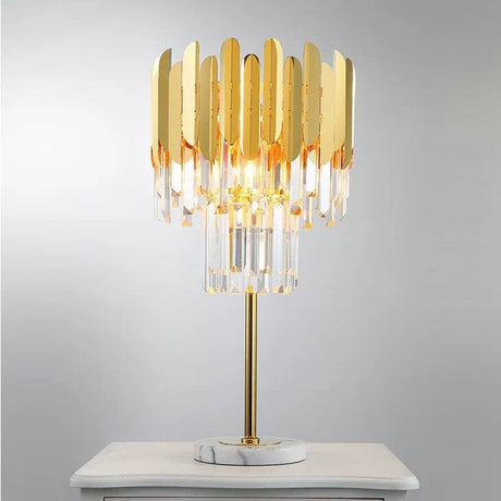 marble-base crystal lamp for entryway decor