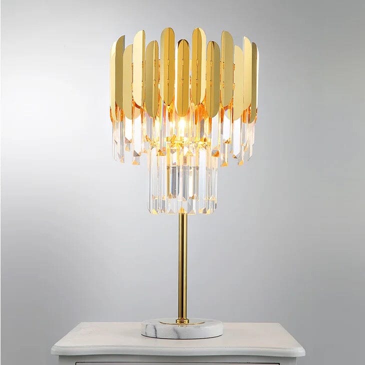 marble-base crystal lamp for entryway decor