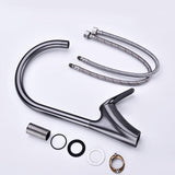 Deck-mounted kitchen mixer tap with brushed finish