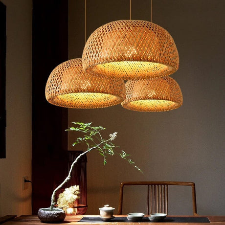 Pendant lamp installed above kitchen island