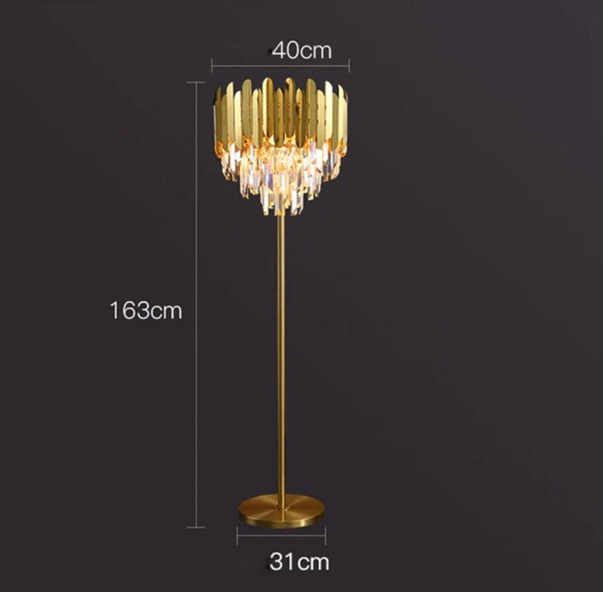 Elyra crystal floor and table lamp styled room setting
