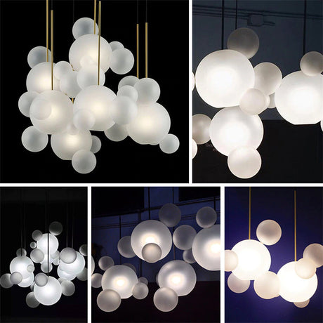 Nordic Snowball Chandelier with Matte Glass Orbs