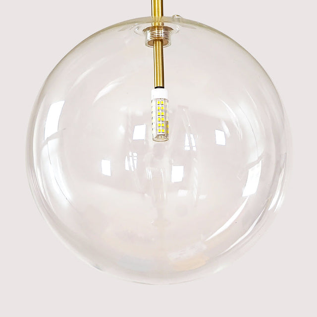 Gold glass pendant light with sphere shade for kitchen