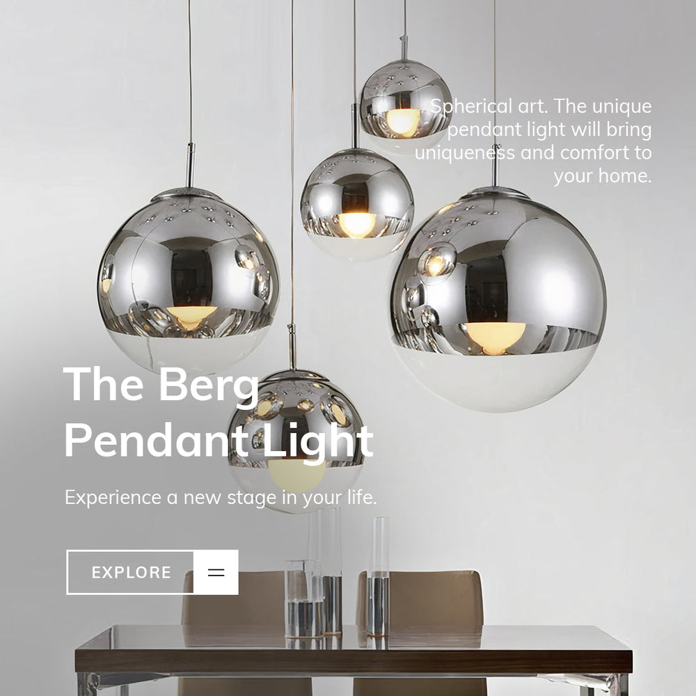 Glass Sphere Pendant Light Silver Finish