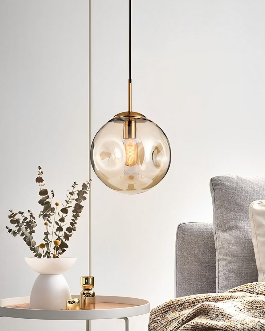 Amber glass pendant light for kitchen ceiling fixture - OpalDwell