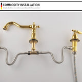 Vintage brass double-handle bathroom faucet - double handle control