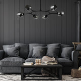 Adjustable pendant light with glass lampshades