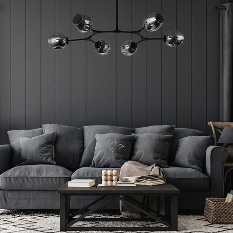 Adjustable pendant light with glass lampshades