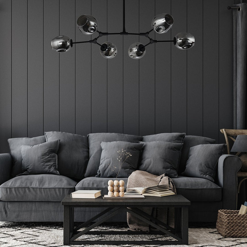 Adjustable pendant light with glass lampshades