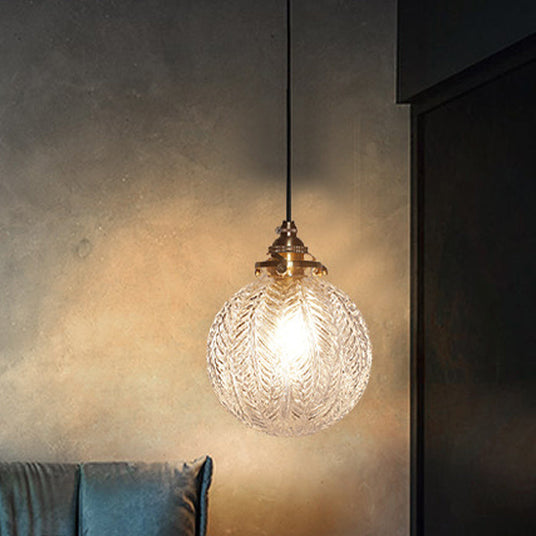 Glass Pendant Light With Colonial Globe Design - OroDwell