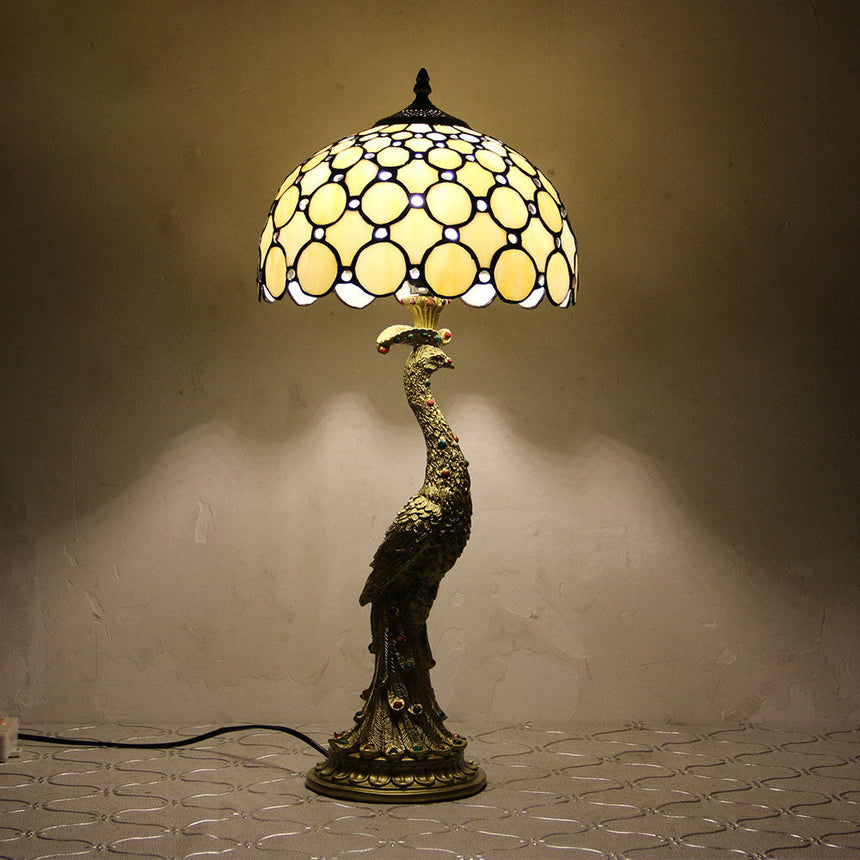 Aurena stained glass mosaic table lamp styled room setting