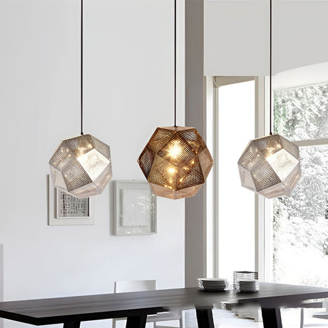 Lumenara Geometric Round Pendant Lamp in Black Metal