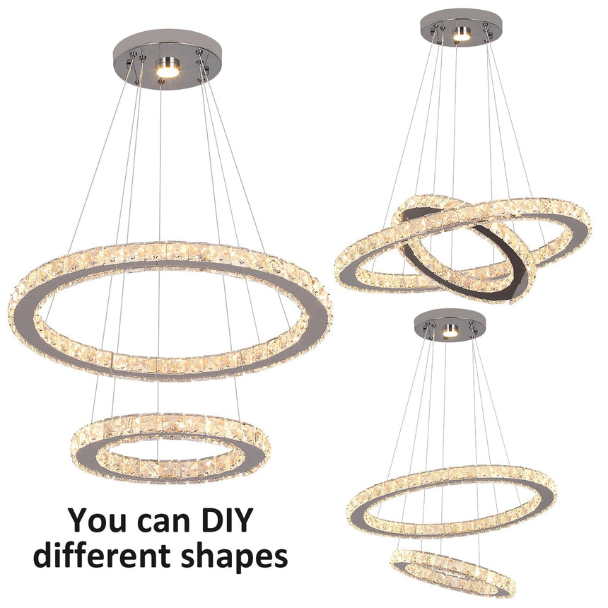 dual ring k9 crystal chandelier design detail