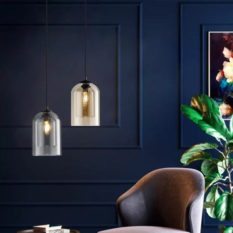Glass pendant light with sleek modern silhouette