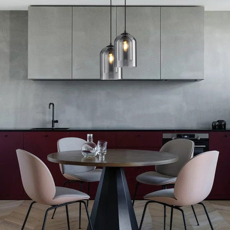 Glass pendant lamp with warm ambient glow