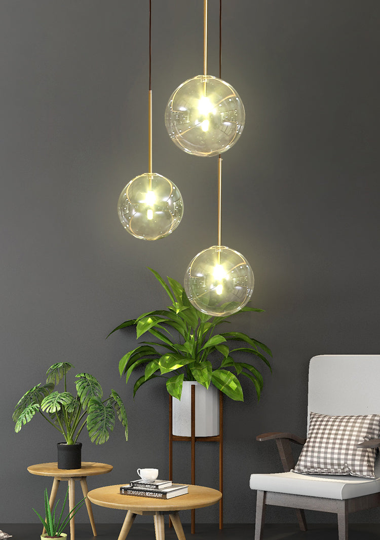 Sphere pendant light for cozy kitchen ambiance
