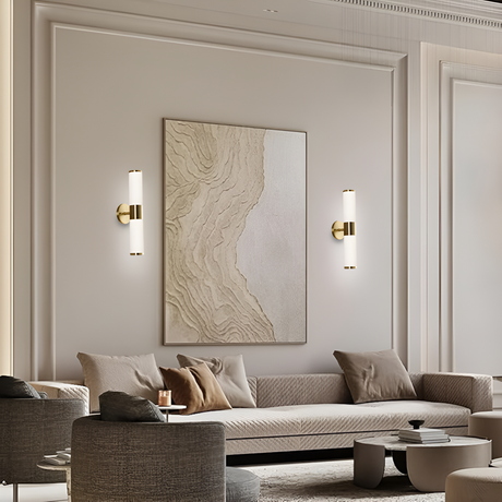 Wall-mounted light fixture in a hallway