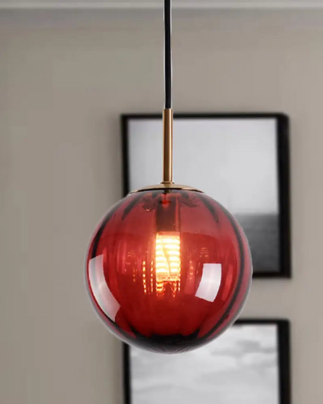 Amber glass pendant light for bedroom warm glow - OpalDwell