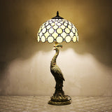 Aurena stained glass mosaic table lamp close-up glass mosaic detail