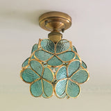 Stained Glass Ceiling Lamp with Floral Motifs