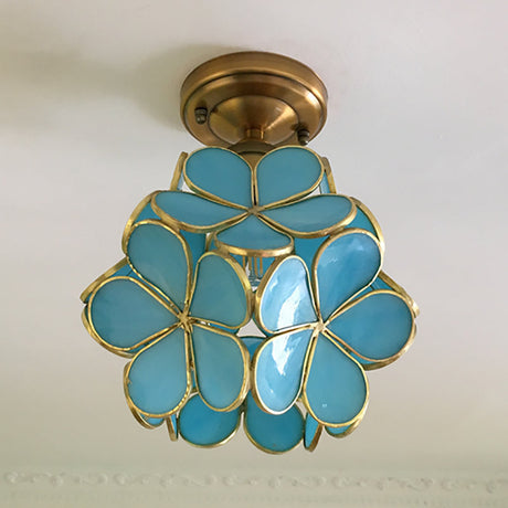 Floral Glass Ceiling Lamp Close-Up of Motif Detail