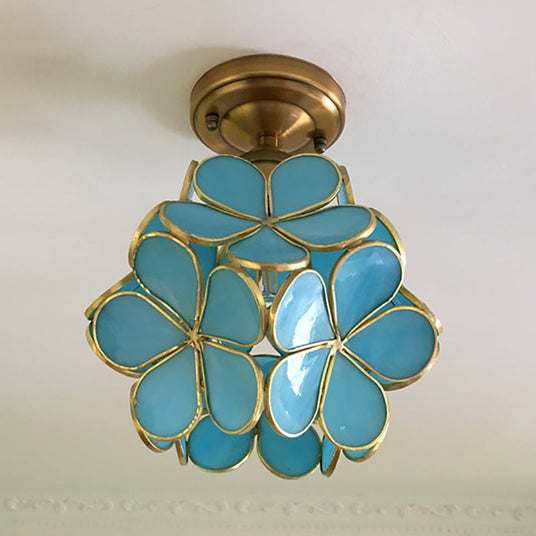 Floral Glass Ceiling Lamp Close-Up of Motif Detail