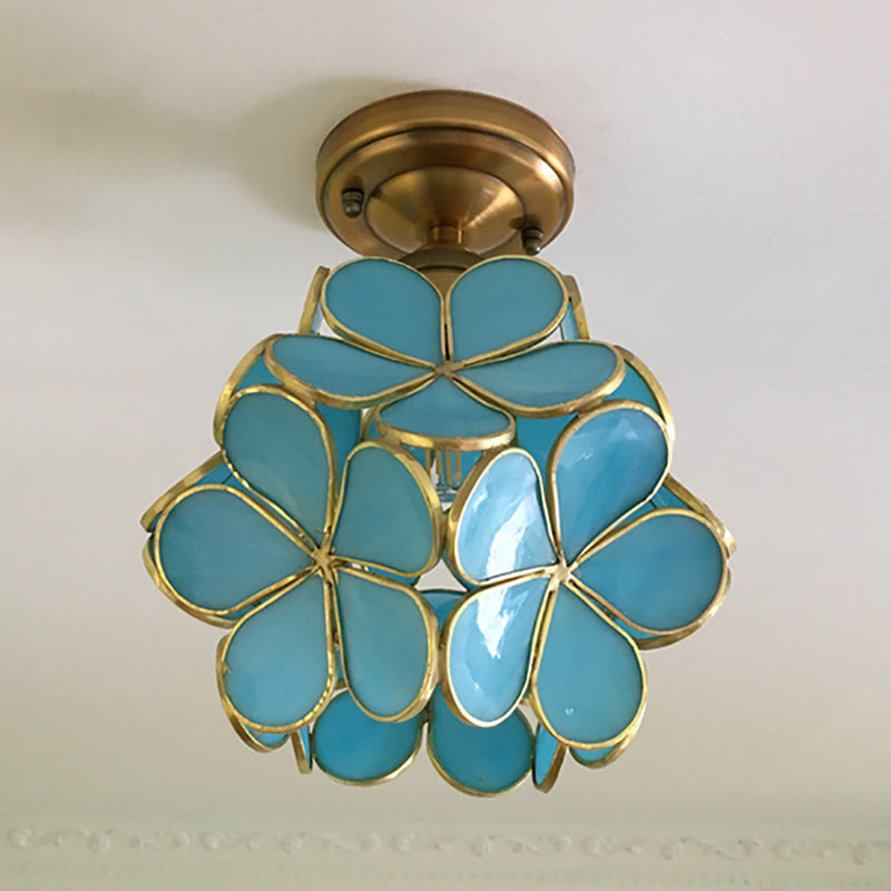 Floral Glass Ceiling Lamp Close-Up of Motif Detail