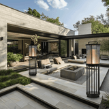 Waterproof lantern shown on patio ground