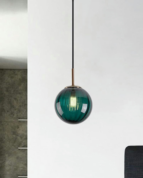 Amber glass pendant light for dining area centerpiece - OpalDwell