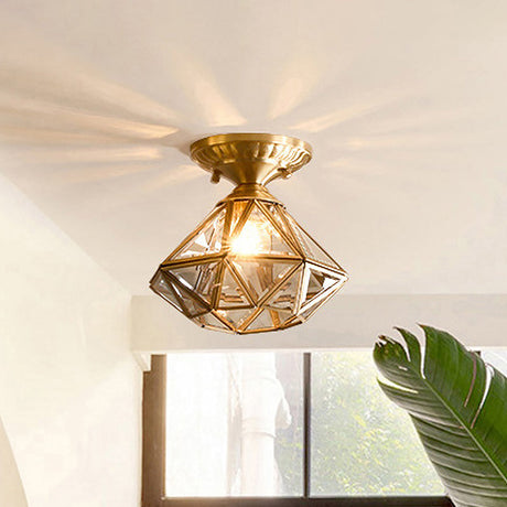 Ceiling Light Detail of Glass and Brass Finish