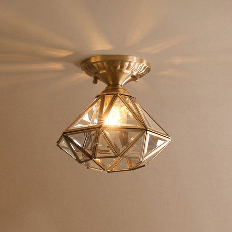 Brass Ceiling Lamp Installed in Cozy Interior