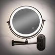 Black dual-arm magnifying vanity mirror with rechargeable LED