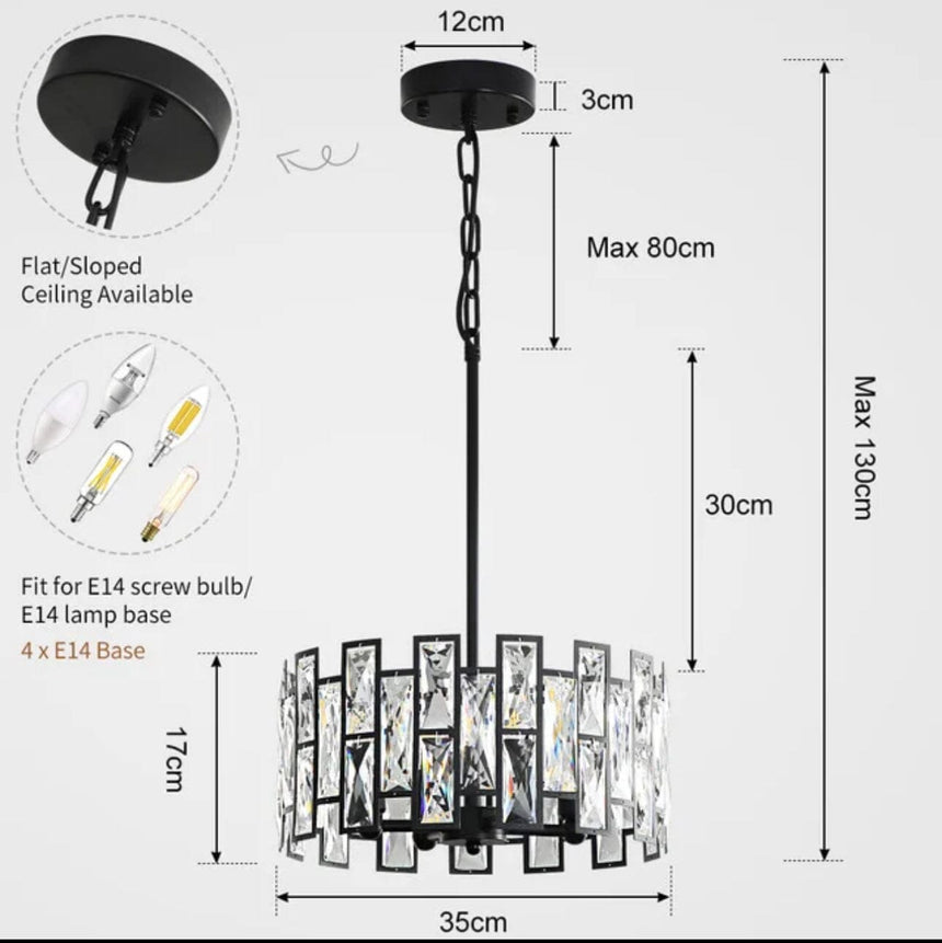 Crystal Pendant Light with Stainless Steel and Crystal Finish for Dining Room | OroDwell