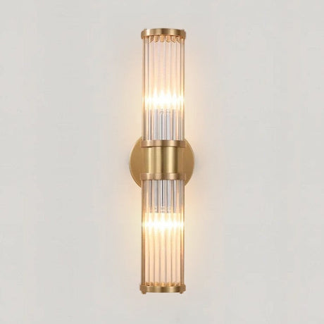 Wall lamp highlighting hallway wall texture